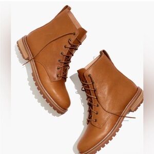 Madewell The Clair Lace-Up Boots in leather NWOT